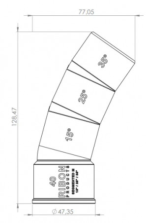 Multi-angle elbow 15°/25°/35° male female PVC diameter 40mm.