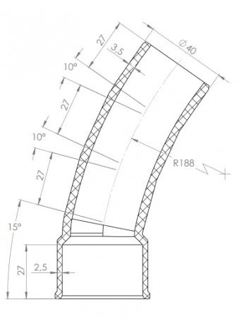 Coude multi-angles 15°/25°/35° mâle femelle PVC diamètre 40mm.