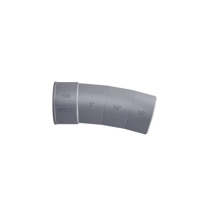 Multi-angle elbow 5°/10°/15° male female PVC diameter 100mm.