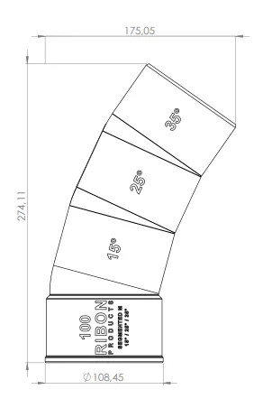 Curva multiangolo 15°/25°/35° maschio femmina PVC diametro 100 mm.