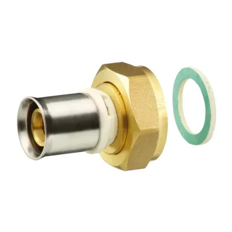 Multilayer brass fitting with female swivel nut 15x21/20mm.