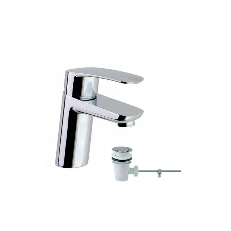 New fly" basin mixer, 151mm high, with pop-up waste.