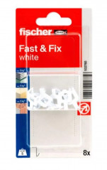 Gancio da parete Fast & Fix, bianco, confezione blister da 8 pezzi.