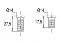 2 vis M12 inox D.14 x L.27,5 mm et D.14 x L.17,5 mm pour bonde d'évier automatique à panier Valentin diamètre 90