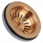 Satin bronze sink drain, space-saving with overflow, diameter 90 mm