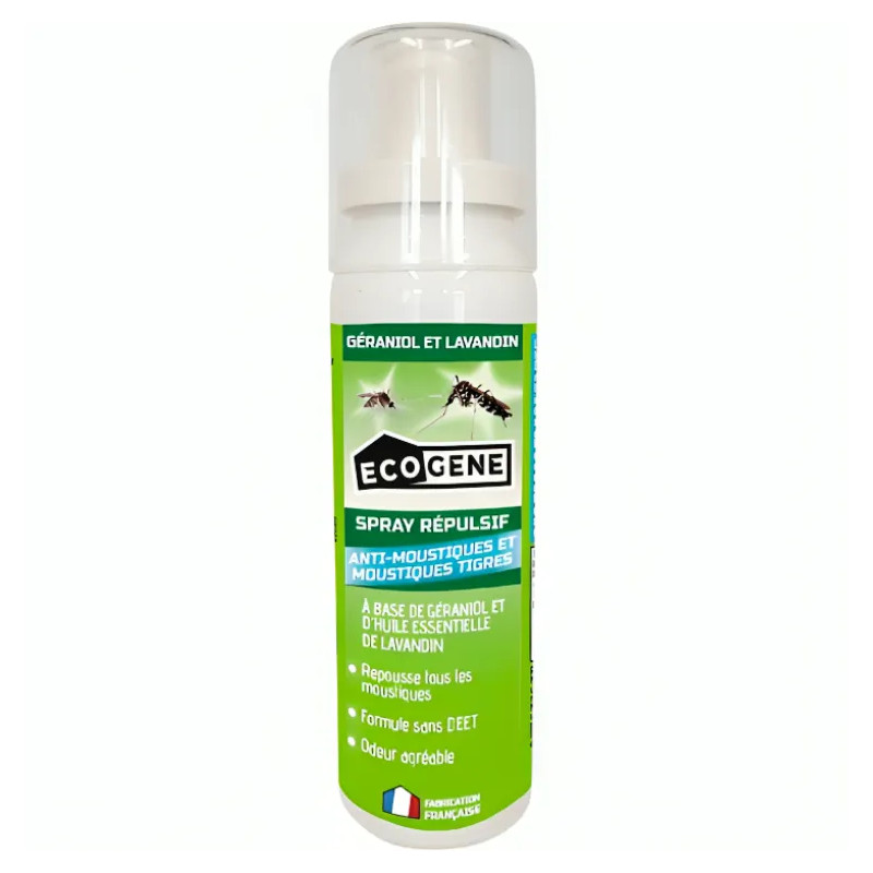 Spray repelente de mosquitos y tigres con geraniol y lavandín, 100 ml