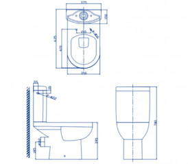 Pack WC floor horizontal outlet NF, RIMLESS closed flange, slow-motion seat