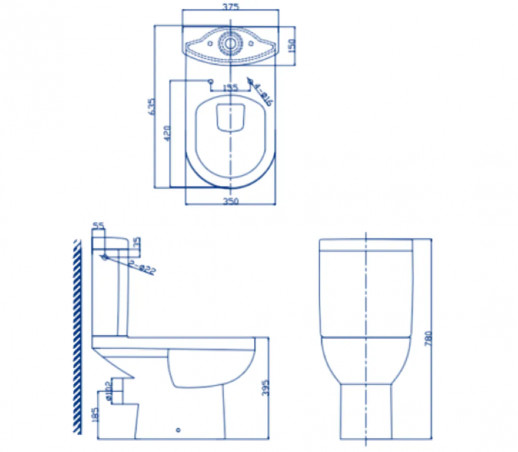 Pack bodenstehendes WC waagerechter Ausgang NF, RIMLESS geschlossener Flansch, verlangsamter Sitz