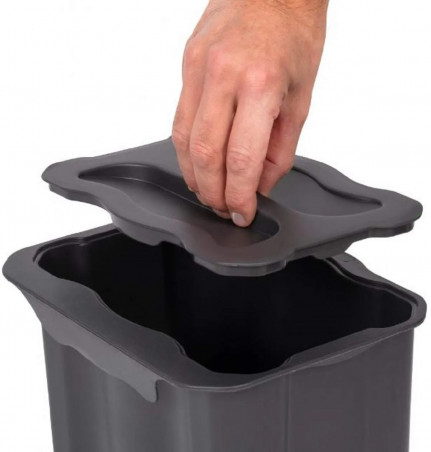 Auxiliary plastic kitchen recycling garbage can, 5 liters, anthracite grey