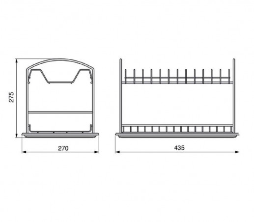 Egouttoir à vaisselle Suprastar en acier chromé avec plateau en plastique blanc, 435x270x275 mm