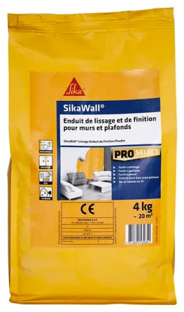 Sikawall enduit de lissage et finition blanc, sac de 4kg.