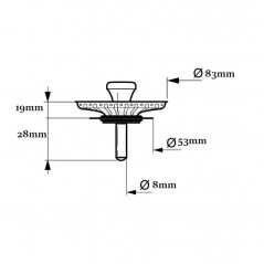 Chrome-plated 83mm diameter basket for WIRQUIN sink drain.