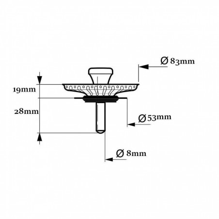 Chrome-plated 83mm diameter basket for WIRQUIN sink drain.