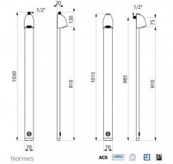 Duschsäule mit 30-Sekunden-Zeitschaltuhr SPORTING 2, 1030 mm