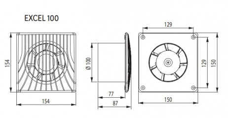 Anwesenheitsgesteuerter Extraktor der Excel-Serie Durchmesser 100mm.