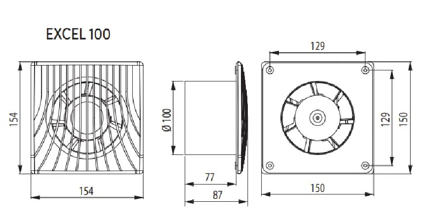 Anwesenheitsgesteuerter Extraktor der Excel-Serie Durchmesser 100mm.