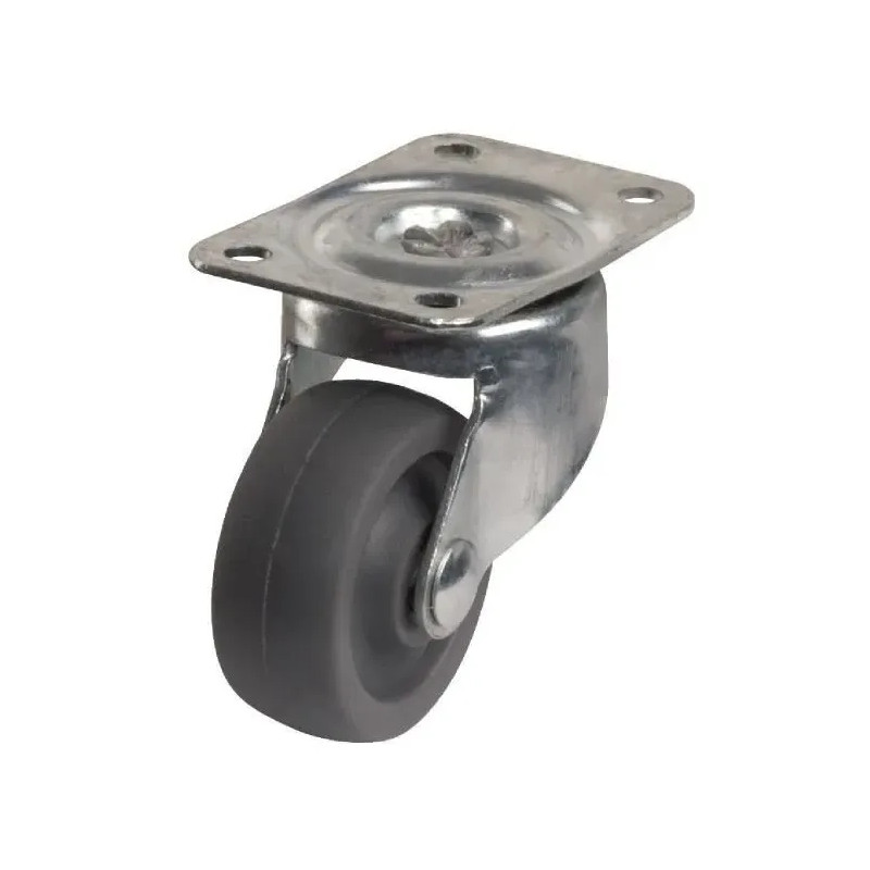 MINIROL castor D. 32 mm with swivel plate, height 42 mm.