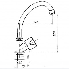 Washbasin faucet, cold water basin mixer high spout