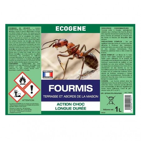 Spray foudroyant fourmis ECOGENE pro maxi format 1L.