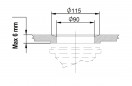 Automatic and manual sink waste kit with rectangular overflow and pull cord, diameter 90 mm, chrome