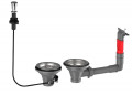 Automatic and manual sink waste kit with rectangular overflow and pull cord, diameter 90 mm, chrome