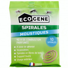 Spirales anti-moustiques au géraniol 40h, 10 pièces 