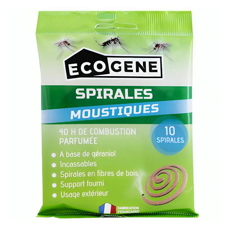 Spirales anti-moustiques au géraniol 40h, 10 pièces 