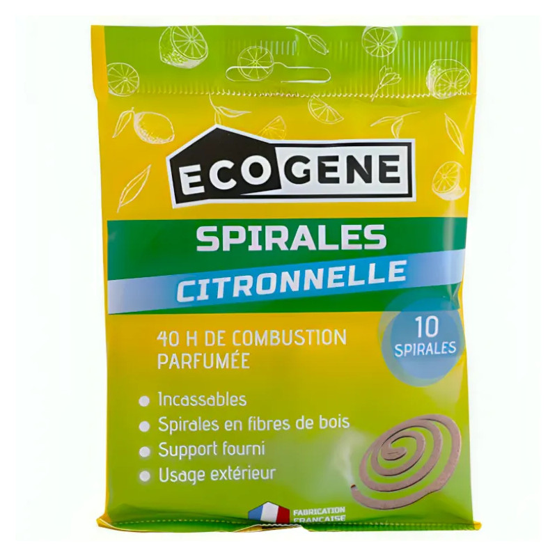 Spirales anti-moustiques à la citronnelle 40h, 10 pièces