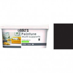 Peinture acrylique multi supports décoration intérieur, noir satin, 2,5 litres.