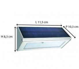 Lampada da parete solare IP44, luce da esterno con rilevatore di movimento, 450 Lm