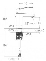 Mitigeur de lavabo NEW FLY hauteur 167mm sans vidage.