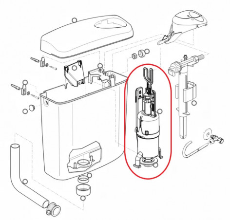 Mécanisme de chasse réservoir WC apparent WISA 336, AP230