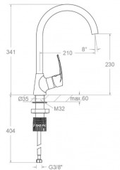 Mitigeur d'évier New fly hauteur 342mm.