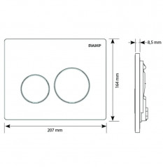 Placa de control de WC oculto SIAMP Ingenio doble volumen, cromo mate