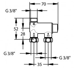 Thermostatischer Regler mit parallelen Einlässen.