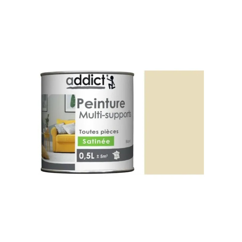 Peinture acrylique multi supports, beige argile satin, 0,5 litre.