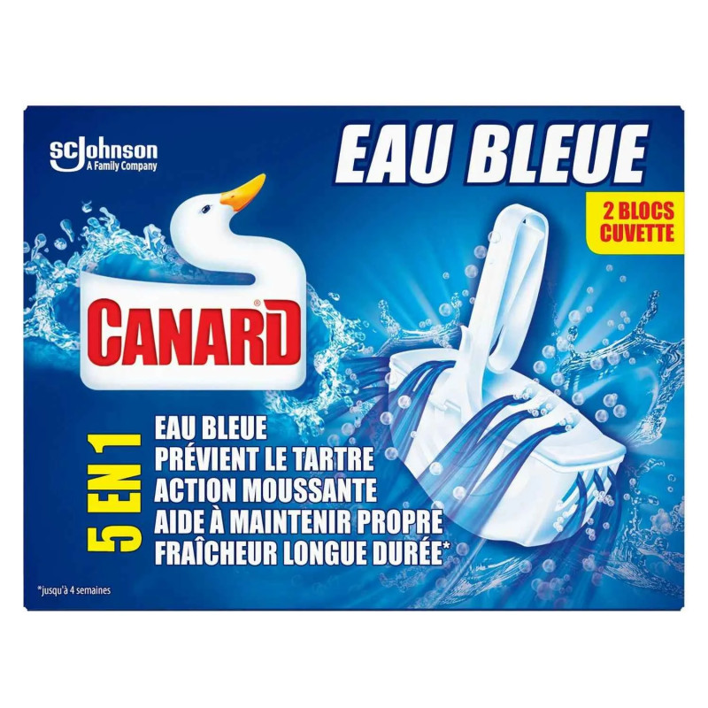 Canard bloc cuvette eau bleue 5 en 1, 2 pièces.