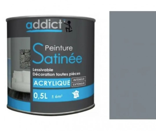 Pintura acrílica multisustrato para interiores, Gris plata satinado, 0,5 litros.