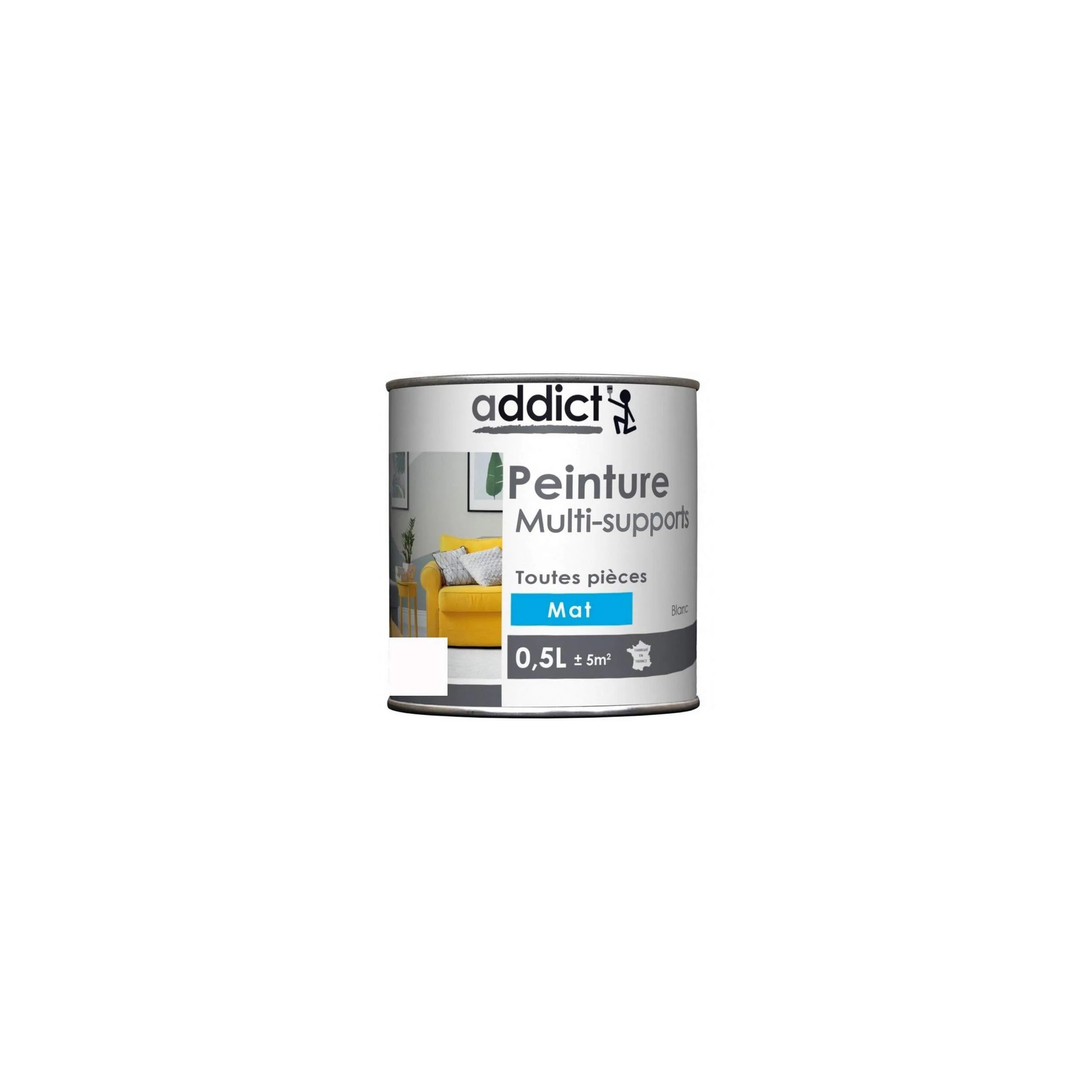 Peinture acrylique multi supports, Blanc mat, 0,5 litre.