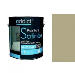 Peinture acrylique multi supports décoration intérieur, taupe satin, 2,5 litres.