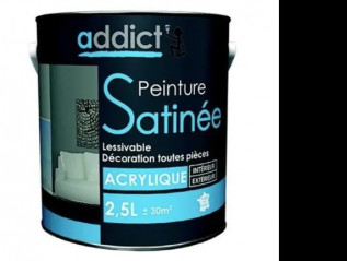 Peinture acrylique multi supports décoration intérieur, noir satin, 2,5 litres.