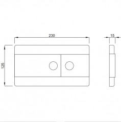 LINE wall-mounted WC control panel, two-touch white