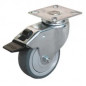 UNIROLL castor with brake D.75 mm, swivel plate 65x65 mm, height 102 mm.