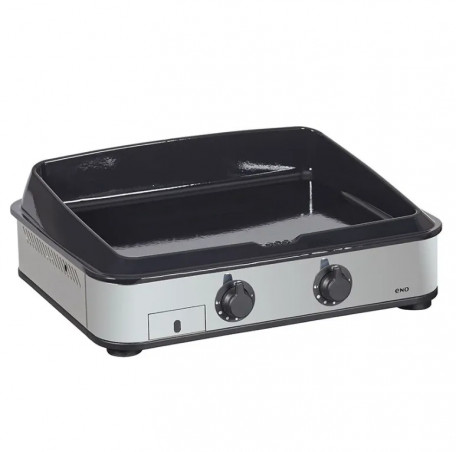 2-burner gas griddle Enosign 65 enamelled cast iron, marine stainless steel