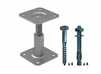 Pfostenfuß M20 höhenverstellbar von 100 bis 150 mm mit Befestigungen