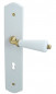 Half set on white porcelain and polished brass barrel plate, lock.