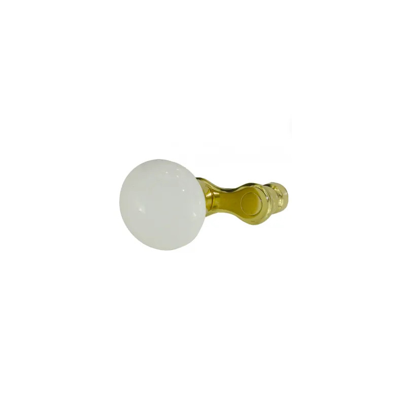 Round Bordeaux crank handle in white porcelain and polished brass.