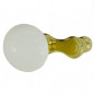 Round Bordeaux crank handle in white porcelain and polished brass.