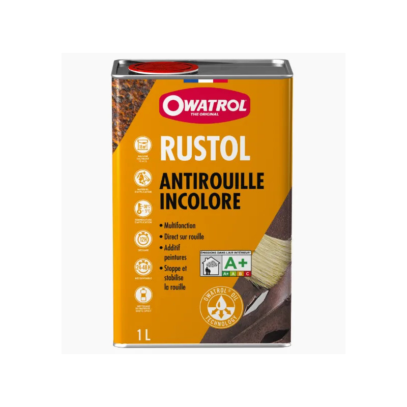 Antirouille incolore RUSTOL, bidon de 1L.