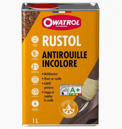 Antirouille incolore RUSTOL, bidon de 1L.